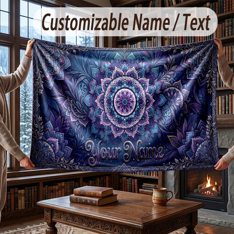 Decorative Artwork Theme Throw Blanket Custom Name Text Personalized Blanket Soft Cozy Blanket for Home Sofa Bed