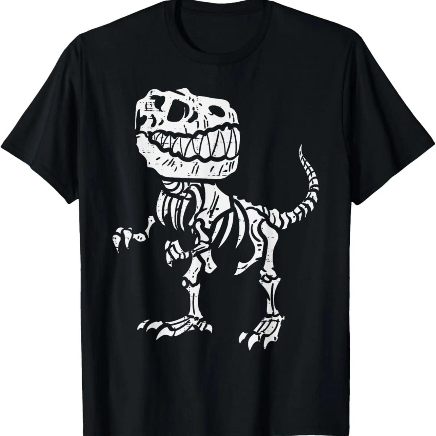 Halloween Dino Skeleton Trex Boys Kids Toddler Youth Men T-Shirt S