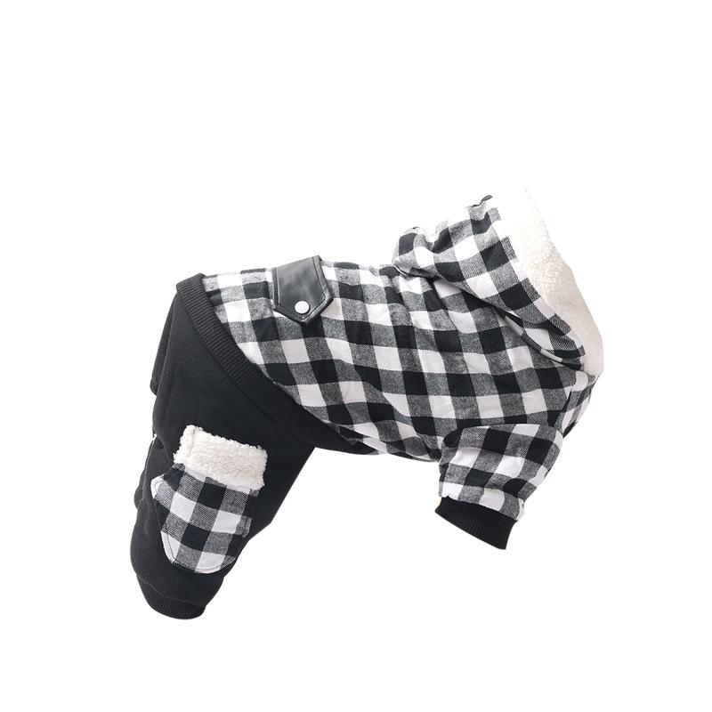Hooded New Pet Clothes Autumn and Winter Plaid Dog Clothes Thickened Pet Clothing Dog Supplies