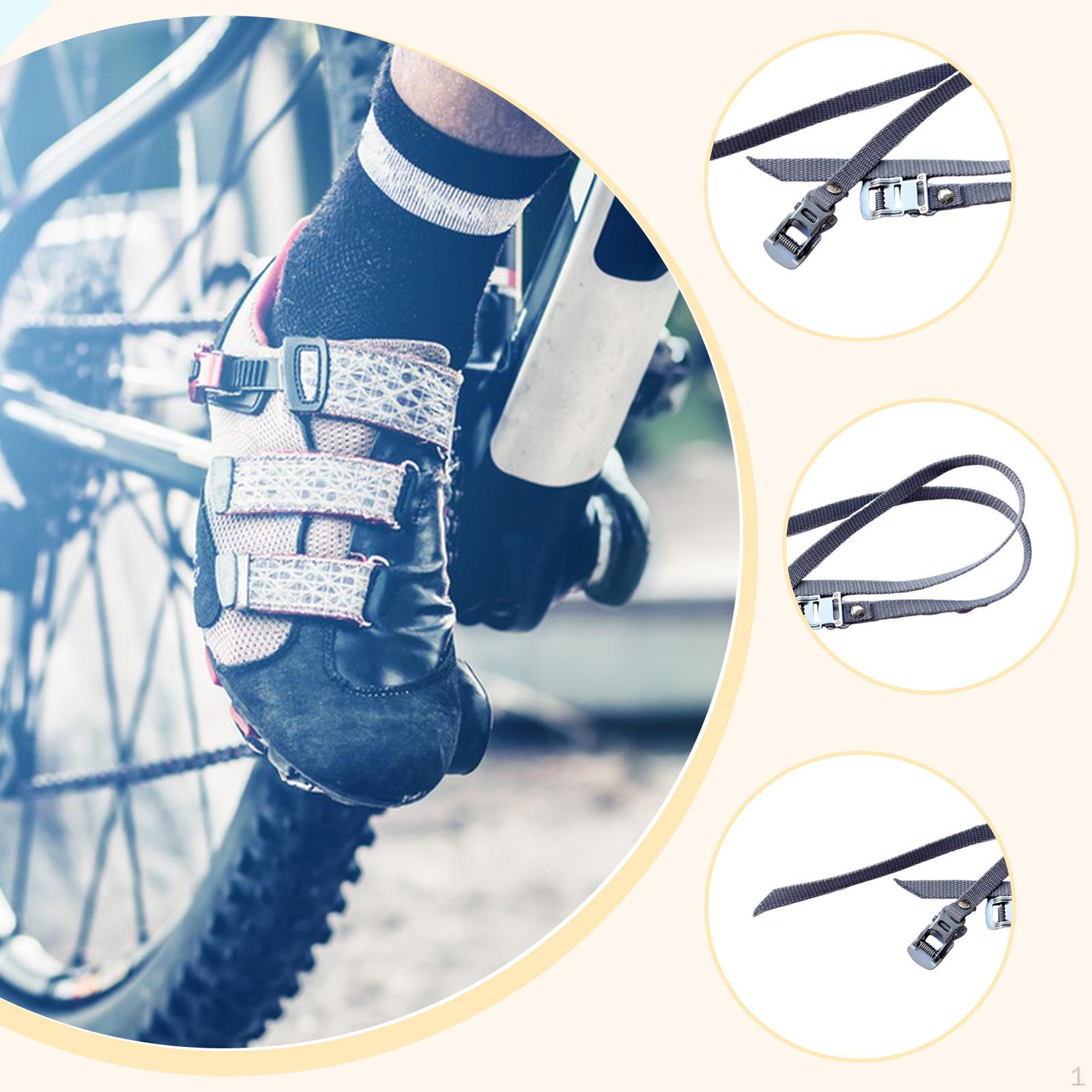 

2 регулируемых держателя для ног для велотренажера, нейлоновые ремни 50x1,2 см, простая установка серый