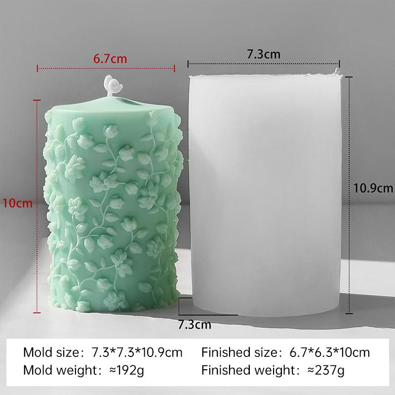 DIY Embossed Vines Cylinder Silicone Mold Handmade Aroma Candle Plaster Floral Design Ornaments Mold Soap Candle Making Supplies