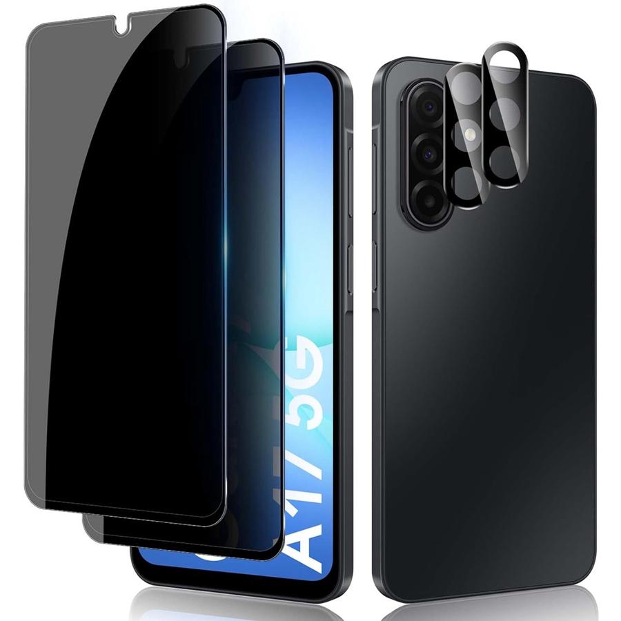 

Приватное закаленное стекло для Samsung Galaxy A17 5G/A17 /A26 5G 2+2 шт. Защитная пленка для экрана с защитой от подглядывания + Защитная пленка для объектива камеры 9H Стекло против подглядывания Galaxy A17 5G чёрный