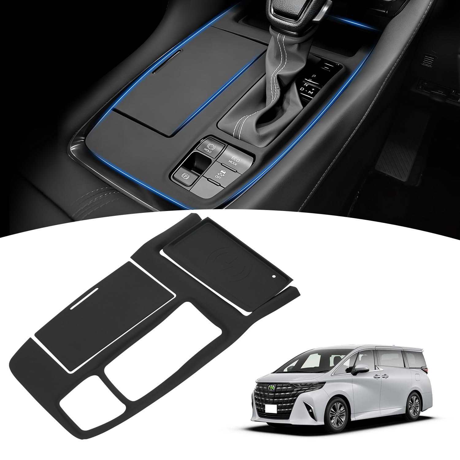 

Резиновый коврик на панель переключения передач Mozan для Toyota Alphard 40 серии с рычагом переключения передач Z Gasoline, резиновая консоль переключения передач, аксессуары для интерьера (Прямой тип чёрный