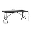 Folding Garden Dining Table for 6, Rectangular Outdoor Dining Table with HDPE Tabletop, Foldable Garden Table with Steel Frame for Balcony, Porch