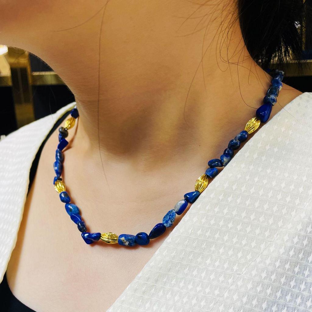 Retro Lapis Lazuli Beaded Women's Choker Necklace