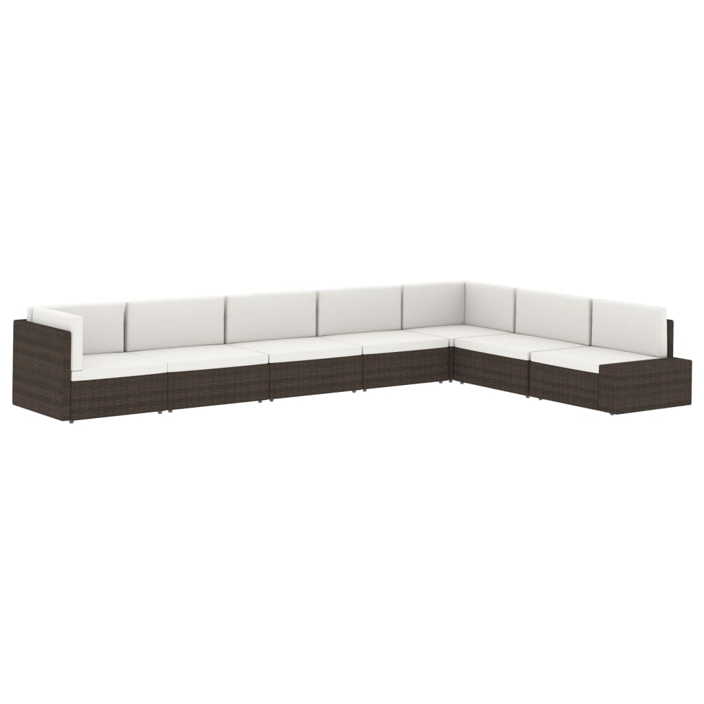 Modular 2 Seater Sofa Poly Rattan Brown