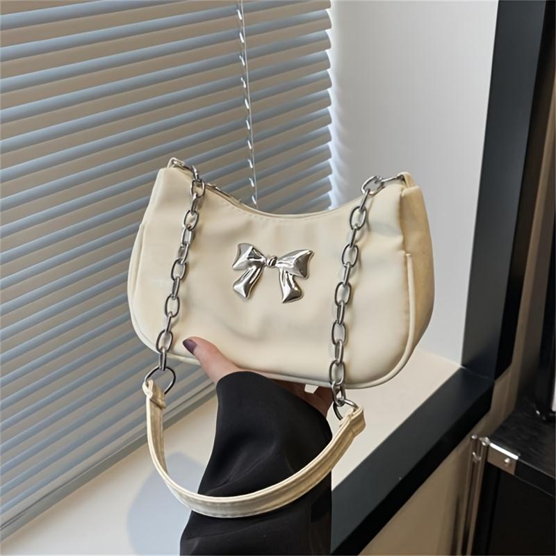 

Модная женская сумка через плечо, дизайн с бабочкой и луной со звездами, большая вместимость, цепочка, подходит для путешествий, вечеринок на открытом воздухе 1pc белый