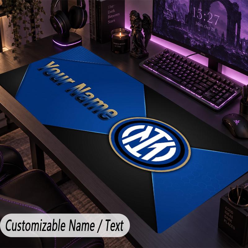 Large Mouse PadInter Milan Custom Name Text Personalized Desk Mat Non Slip Gaming Pad
