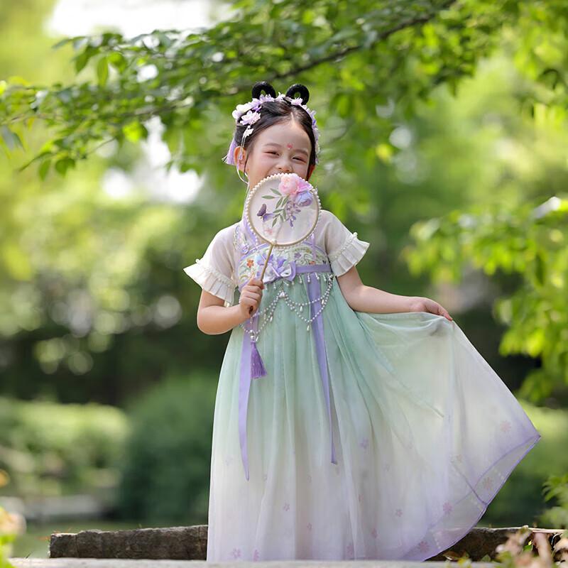 Girls  Tang Style Hanfu Embroidered Qixiong Ruqun Dress 120