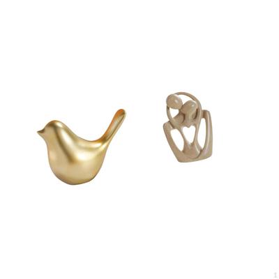 Golden Birds Figurine Animal Statue Modern Home Decor Ornament Bird Sculpture Abstract Couple