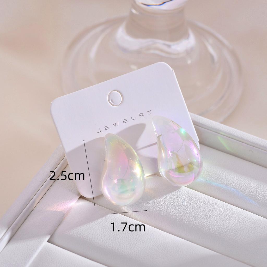 Punk Big Waterdrop Acrylic UV AB Dazzling Illusory Smooth Stud Earrings for Women Hyperbole Geometry Party Jewelry Gift