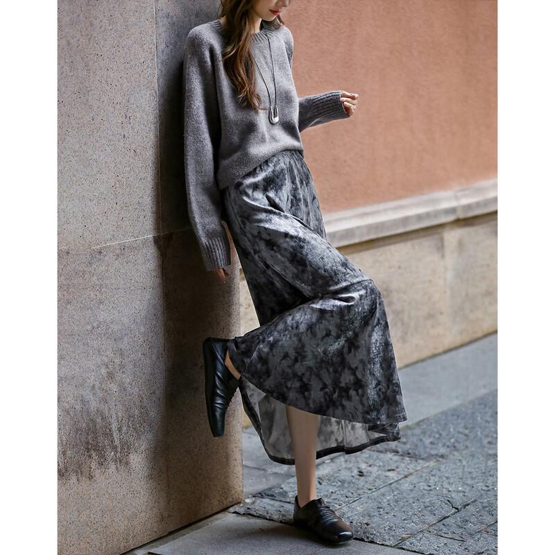 Demana Elegant Printed Fishtail A-Line Skirt S