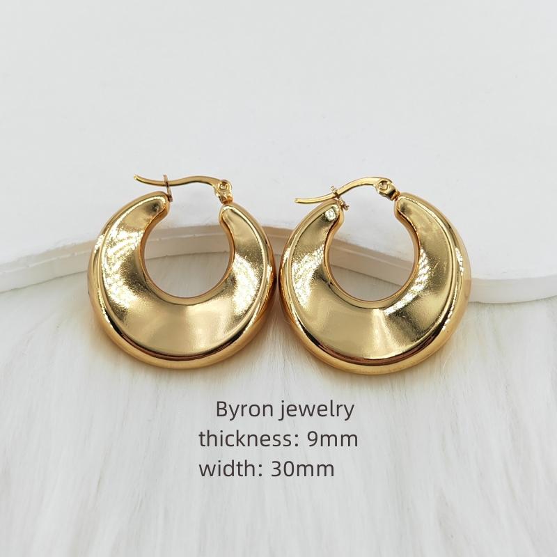 High Quality Women 18k Gold Plated Stainless Steel Huggie Earrings Hypoallergenic Jewelry Screw Twisted C-shape Hoop Earrings