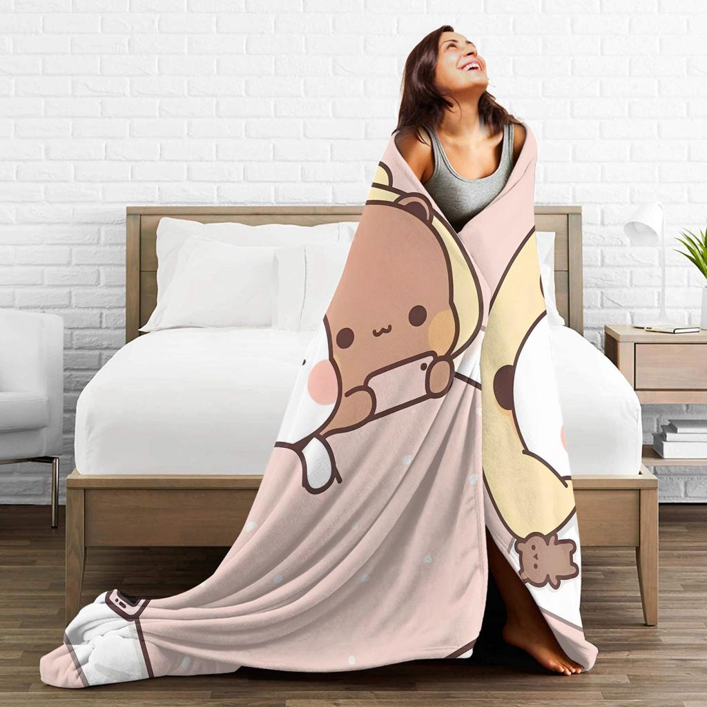 Bubu Dudu Good Night Flannel Blankets Winter Warm Soft Throw Blanket for Girls Boys Home Decor Fashion Bedspread Sofa Bed Cover