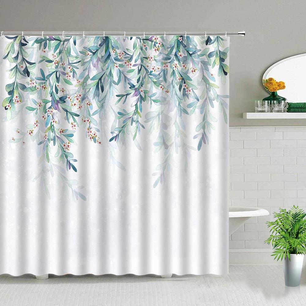 Creativity Wooden Background Flower Butterfly Shower Curtain Floral Plant Scenery Bathroom Screens Bathtub Decor Cloth Curtains