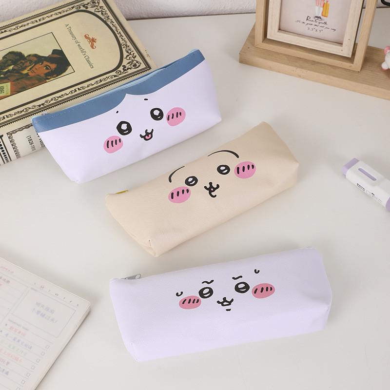Cute Korean Style Pu Pen Bag With Spacious Storage For Office And School