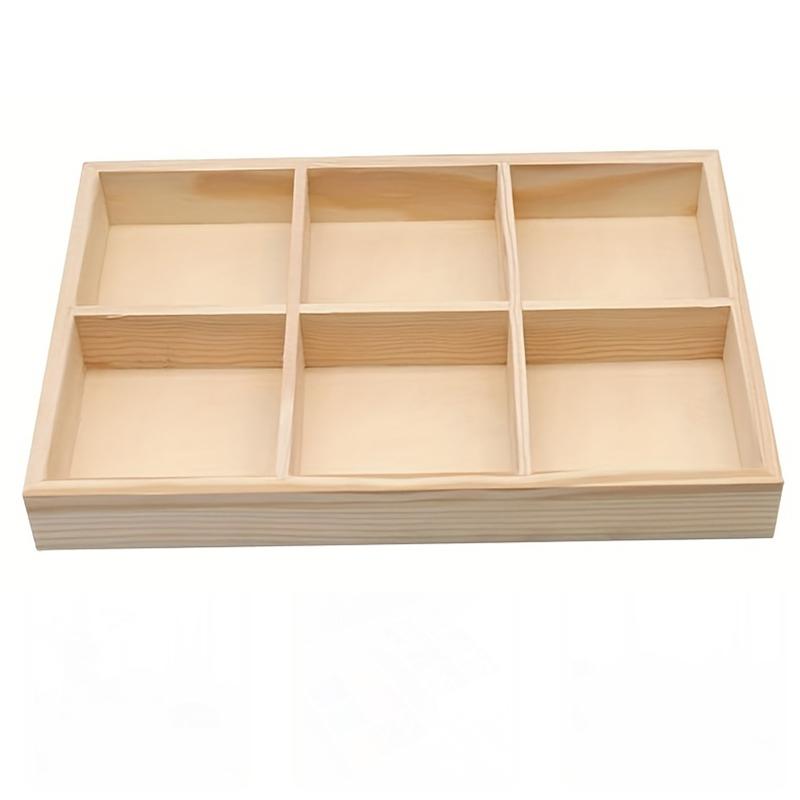 Wood Tea Bag Storage Organizer Container Box Stackable, 6 Compartments Wooden Holder Desktop Pen Holder Office Organizer