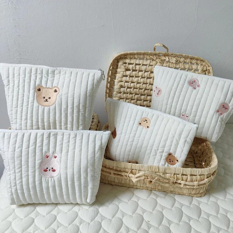 1pc Mommy Bag Cute Print Embroidery Mommy Bag Zipper Newborn Baby Diaper Bag Nappy Pouch Travel Stroller Storage Bags