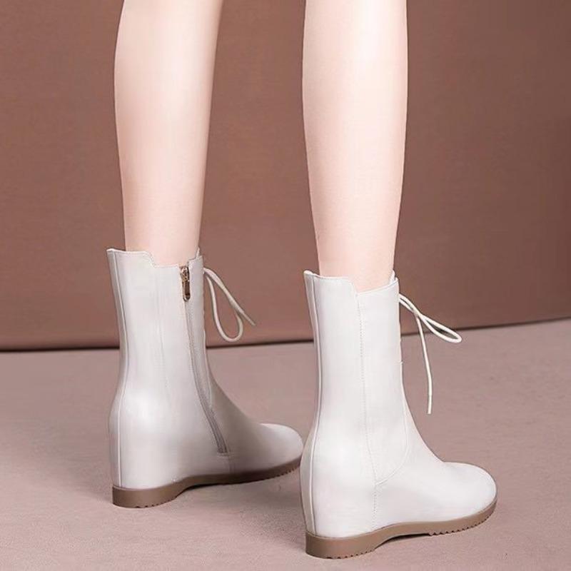 All-purpose Short Boots for Women, New Style Shoes, Height-increasing and Slimming Round-toe Shoes