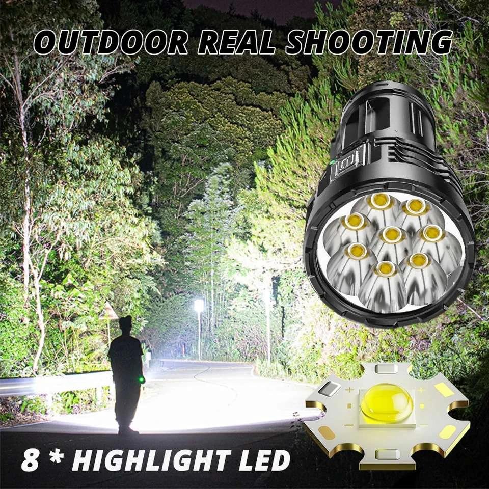 Strong LED Flashlight with Built-in Battery Rechargeable COB Side Light Multifunctional Waterproof Camping Tactical Flashlight