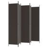 5 Piece Folding Screen In Brown 250 X 220 Cm Fabric