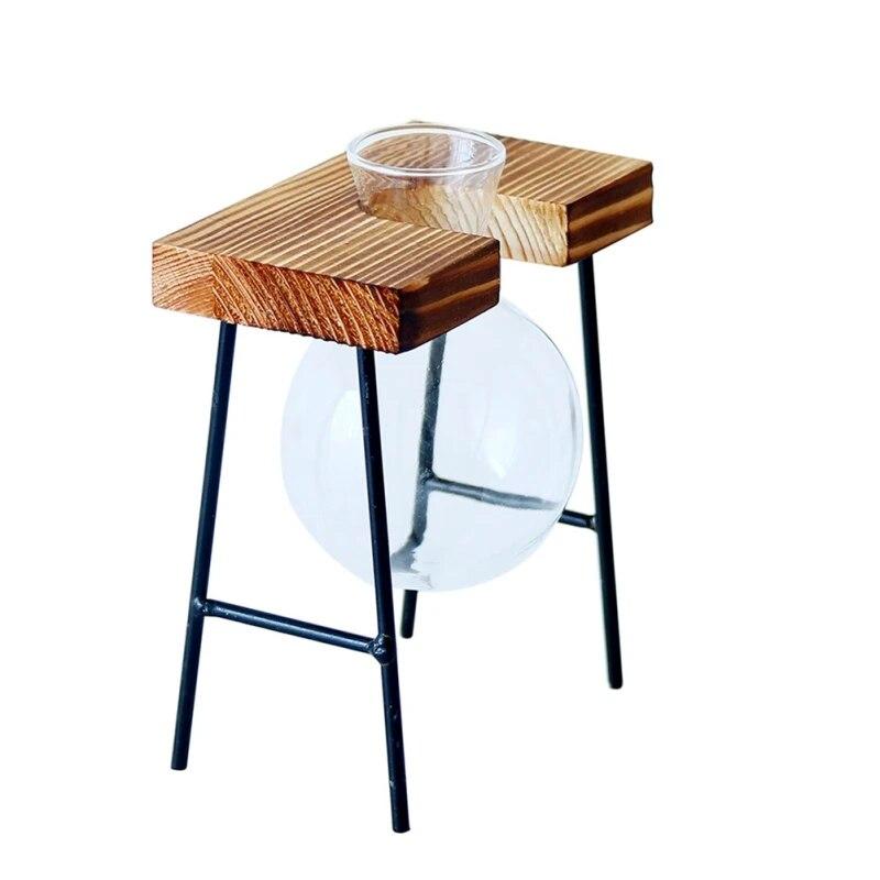 

Настольный декоративный стеклянный террариум для растений с деревянной подставкой, гидропонный держатель для комнатных растений