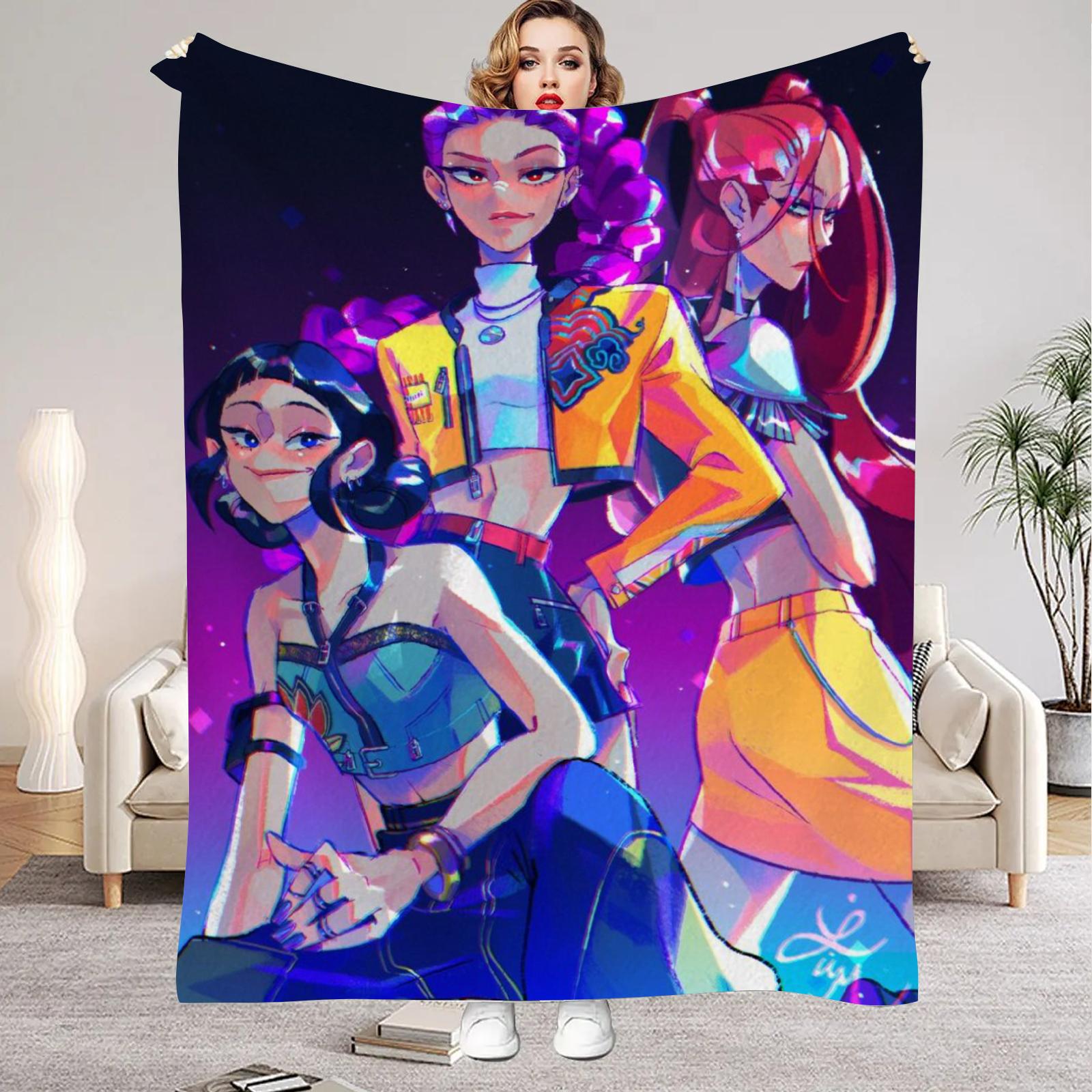 

Punk Huntrix Blankets K pop Demon Hunters Zoey Rumi Mira Soft Warm Throw Blanket Kids Living Room Couch Sofa Bed Christmas Gifts 75x100cm