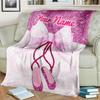 1PC Custom Name Pink Ballet Shoes Bow Flannel Blankets Patterns Throw Blanket All-Season Soft Gift for Couch, Bed, Camping Gifts