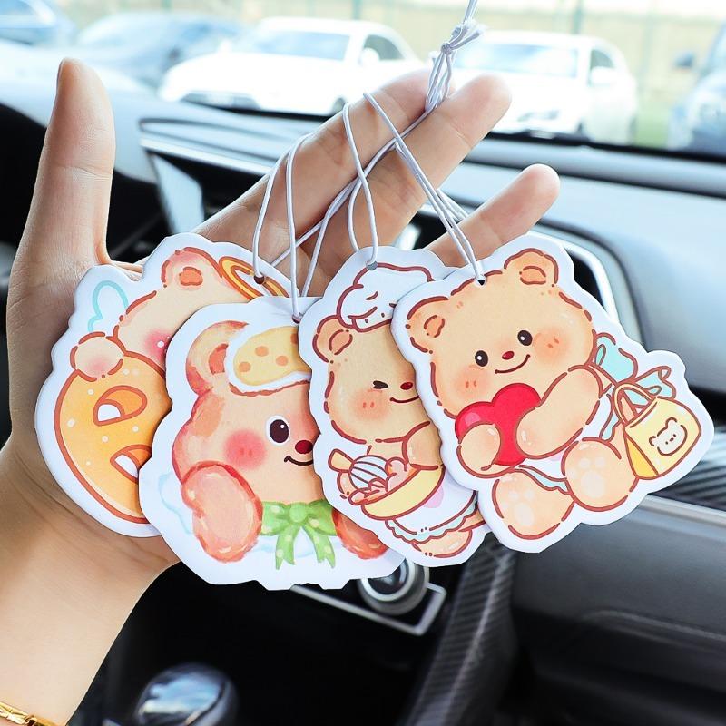 Niedlicher Bär Auto Parfüm Scheibe Auto Rückspiegel Dekoration Duft Baumwollpapierkarte Zuhause Auto Geruchsentfernung Dufttabletten