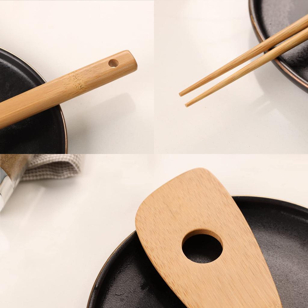 FSC TAKEMI Bamboo Spatula and Chopsticks Set Includes Slotted and Chopping Certified (2-Piece Set) 30cm, Spatula, Chopsticks, Chopsticks, TM-SC2