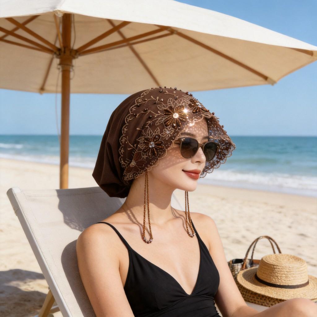 Ethnic Style Handcrafted Embroidered Lace Sun Hat For Summer Beach Travel