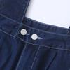 Denim Asymmetric Overalls Autumn New Foreign Trade Women Strap Adjustable High Waist Zip-up Button Straight Trousers 32085