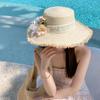 Boho Lace Flower Straw Hat Tassel Edge Women's Sun Hats Fashion Weave Flat Cap  Outdoor
