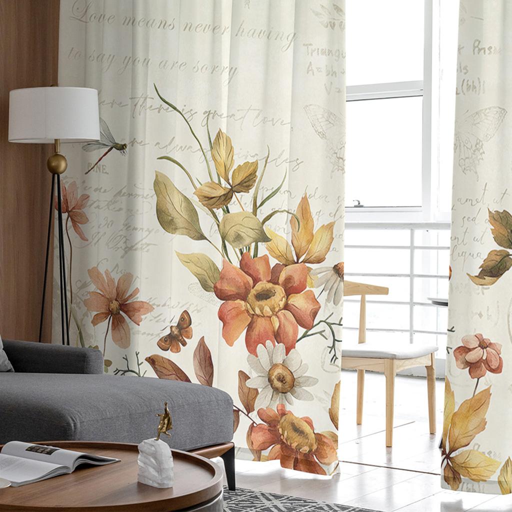 Flowers Butterflies Dragonflies Leaves Voile Sheer Curtains Living Room Window Tulle Curtain Kitchen Bedroom Drapes Home Decor