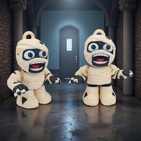 Halloween Mummy Statue 3D Printed Mummy Figurine Movable Joints Mummy Ornament Holiday Party Home Office Desktop Decoration