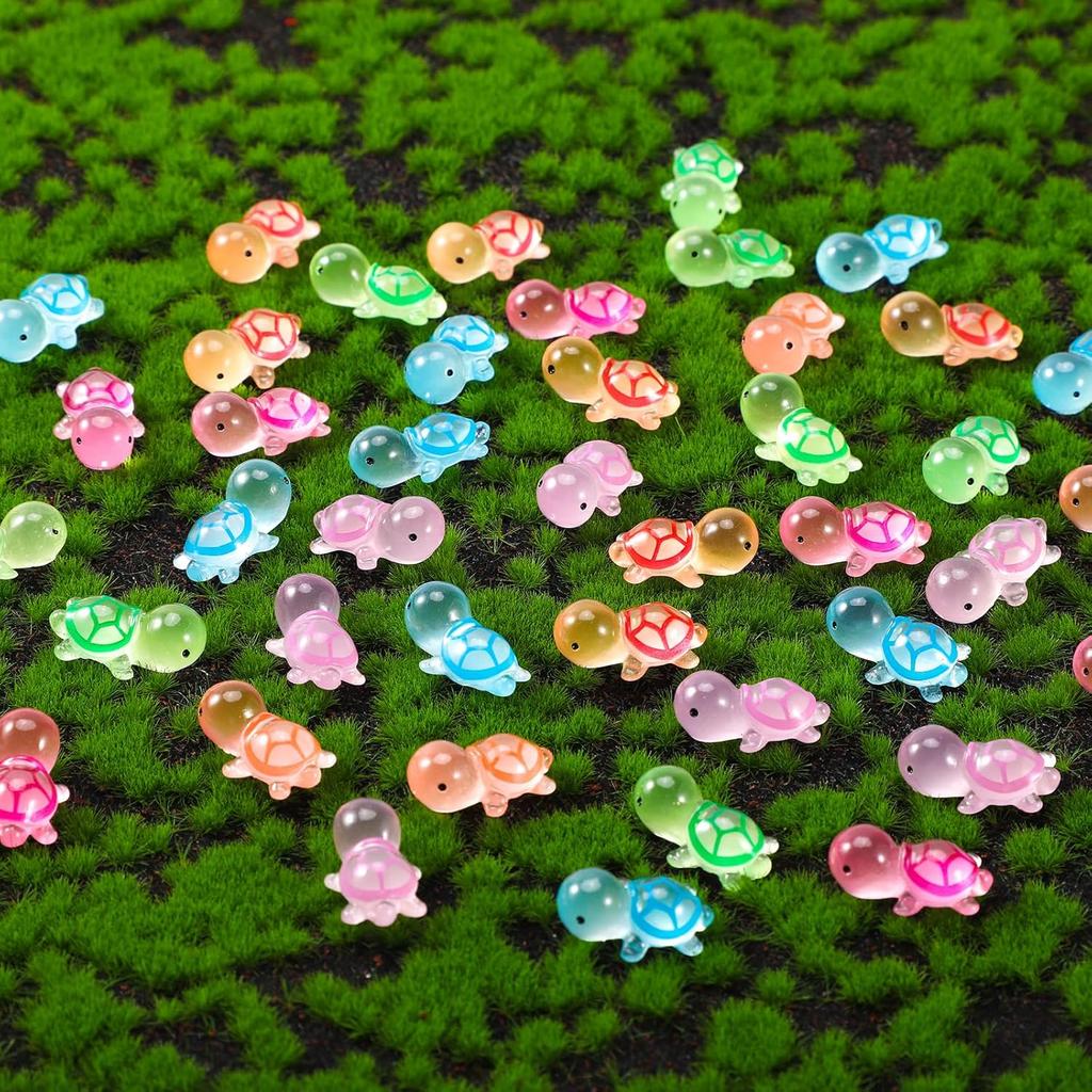 10/20pcs Luminous Mini Resin Turtles Glow in The Dark Cute Tiny Turtles Ocean Animal Theme Decor for DIY Fairy Garden
