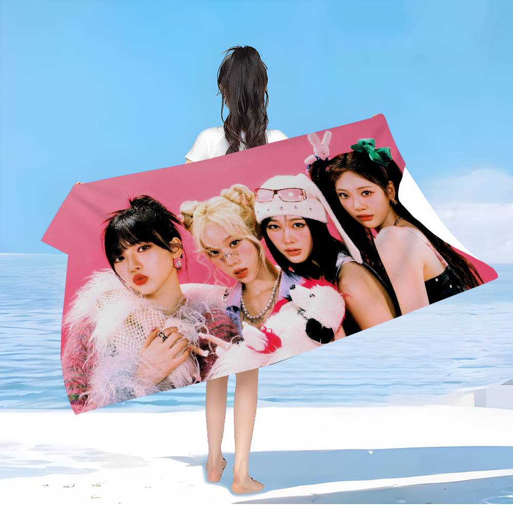 Korean Kpop Group A-Aespas Anime Beach Swimming Towel Soft Absorbent Washcloth Children's Gifts for Kids Travel Camping Gym