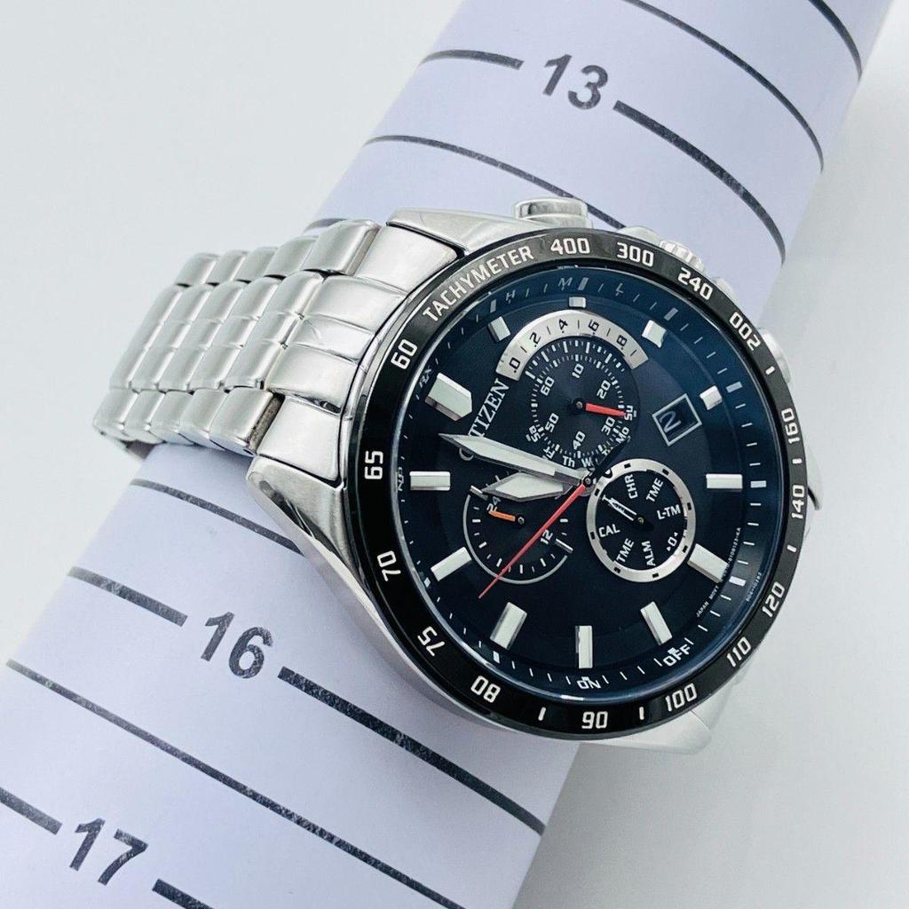 Used [Operation] Citizen CITIZEN E610-S074339 Eco Drive Radio Solar Chronograph Blue Dial Blue Navy