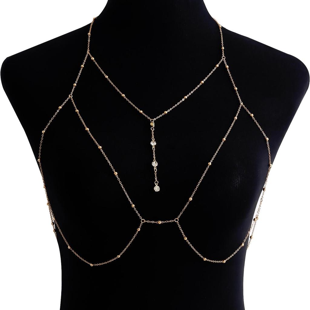 Sexy Beach Body Jewelry: Exaggerated Tassel Necklace with Flash Diamond Pendant for a European and American Casual Look