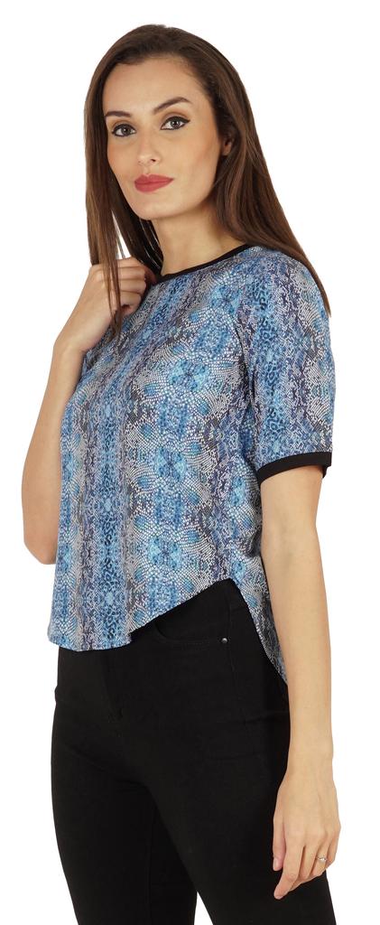 Inkmeso Rundhals Lässige T-Shirts Für Damen Bedruckt Normale Passform High-Low Saum