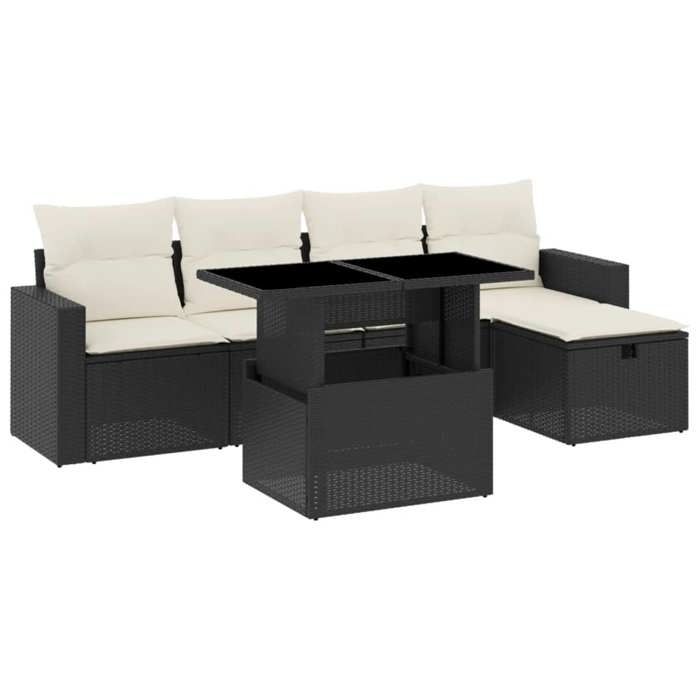 VidaXL Salon de jardin 6 pcs avec coussins noir résine tressée, ensemble de canapés d'extérieur, salon de jardin, ensemble 3274806