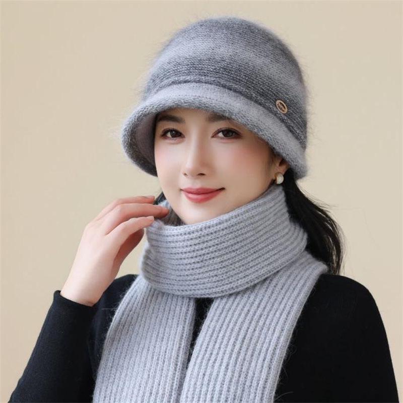 Stylish Velvet-Lined Elderly Bucket Hat for Winter Warmth