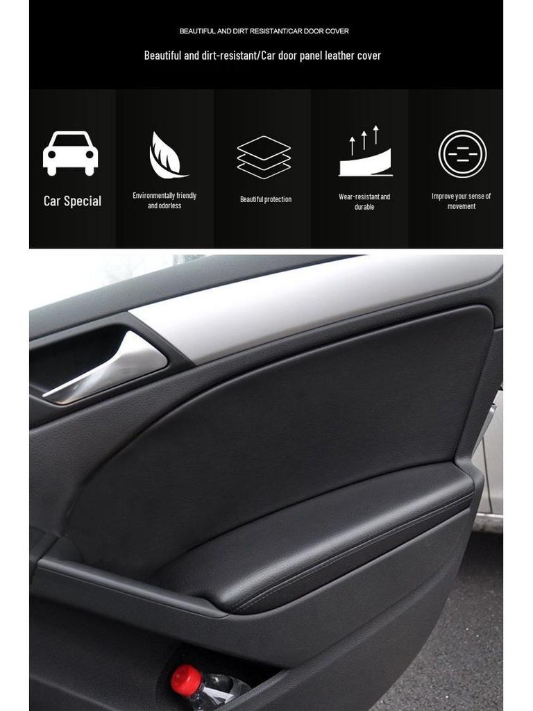 Volkswagen Golf 6 Door Panel Leather Wrap - Armrest Cover for Interior Renovation.