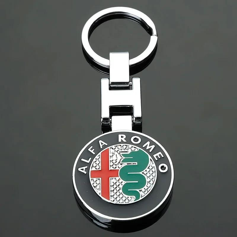 

For Alfa Romeo 2026 Hot Sticker Car Emblem Keychain styling Key Ring Accessories For Alfa Romeo Giulia Stelvio Giulietta 156 159 чорний