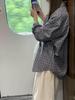 Women's Korean Blue Plaid Long Sleeve Shirt Jacket, Spring 2026 - Casual and Slimming, Loose Fit