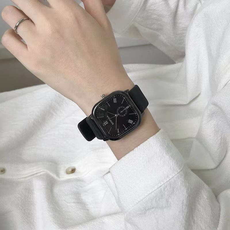 Fashion Square Big Dial Quartz Watch for Men Women New Black Men's Wristwatches Simple Sports Couple Watches Student Watch Gifts