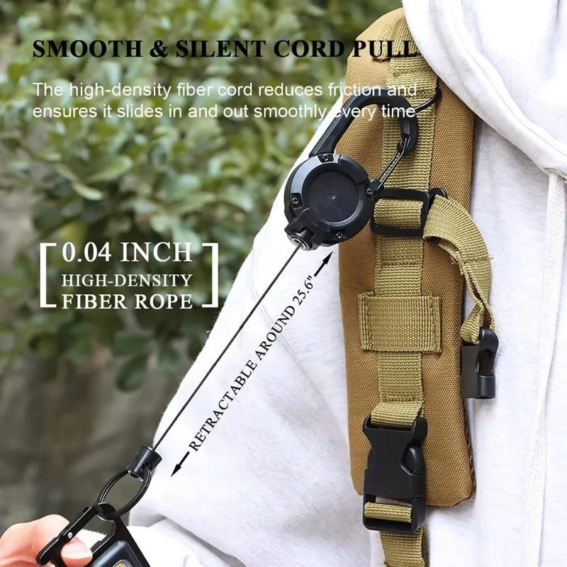 Heavy Duty Retractable Pull Badges ID Reel Carabiner Steel Wire Rope Buckle Key Holder Outdoor Tools