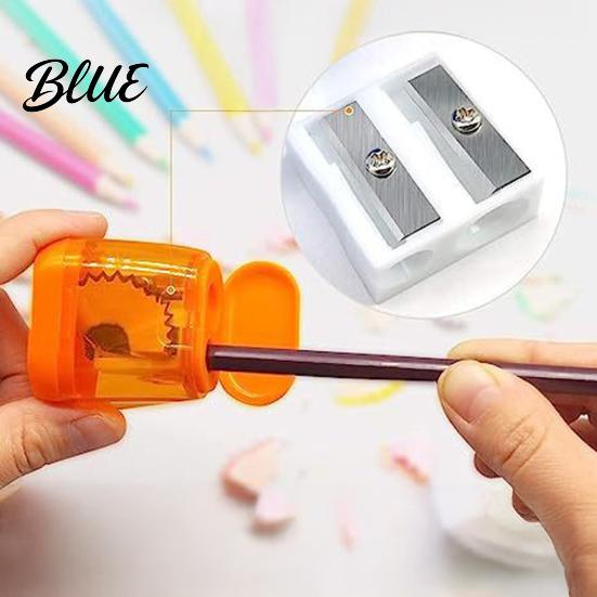 Back To School Stationery Supplies 5PCS Double Hole Pencil Sharpener with Lid Transparent Manual Lightweight for Pastel Pencils Handheld Sharpener,