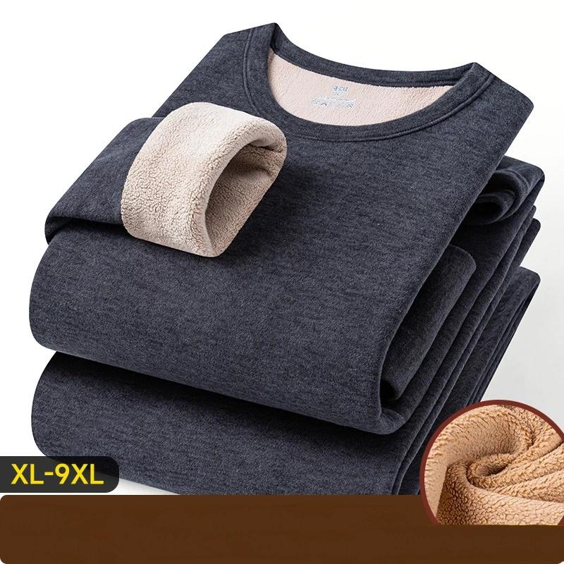 

Зимний теплый костюм из верблюжьего вельвета, мужской, с утолщенной подкладкой из плюша, базовое нижнее белье, стеганые хлопковые брюки, холодный, для среднего и пожилого возраста, осенние длинные брюки 8XL