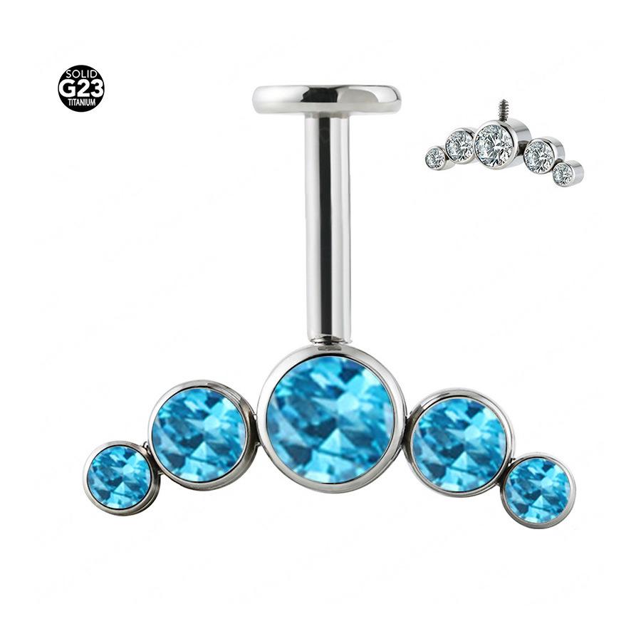 

Пирсинг для губы из титана G23 с перевернутым маленьким шариком синий/моря